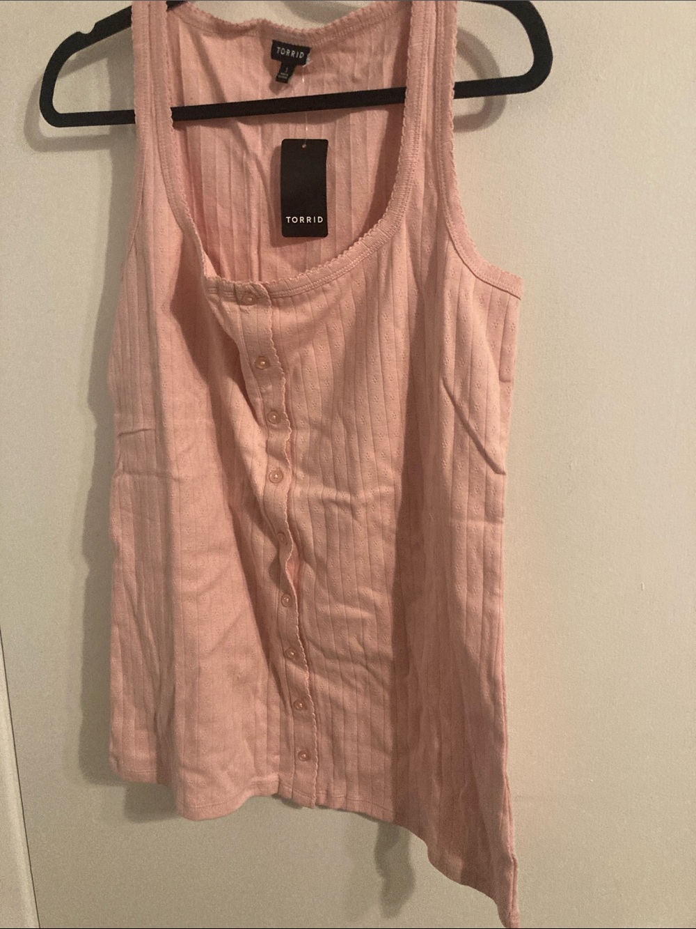 torrid Light Pink Ribbed Button-Down Tank